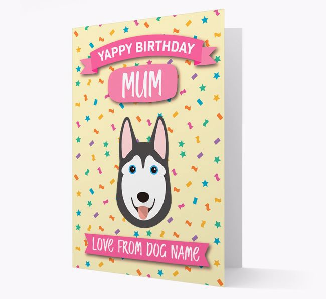 Personalised Card 'Yappy Birthday Mum' with {breedCommonName} Icon